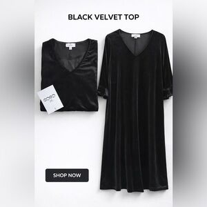CeCe Black Velvet Top